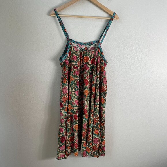 Natural Life Womens Small Floral Sleeveless Tiered Dress Square Neck - Picture 9 of 10